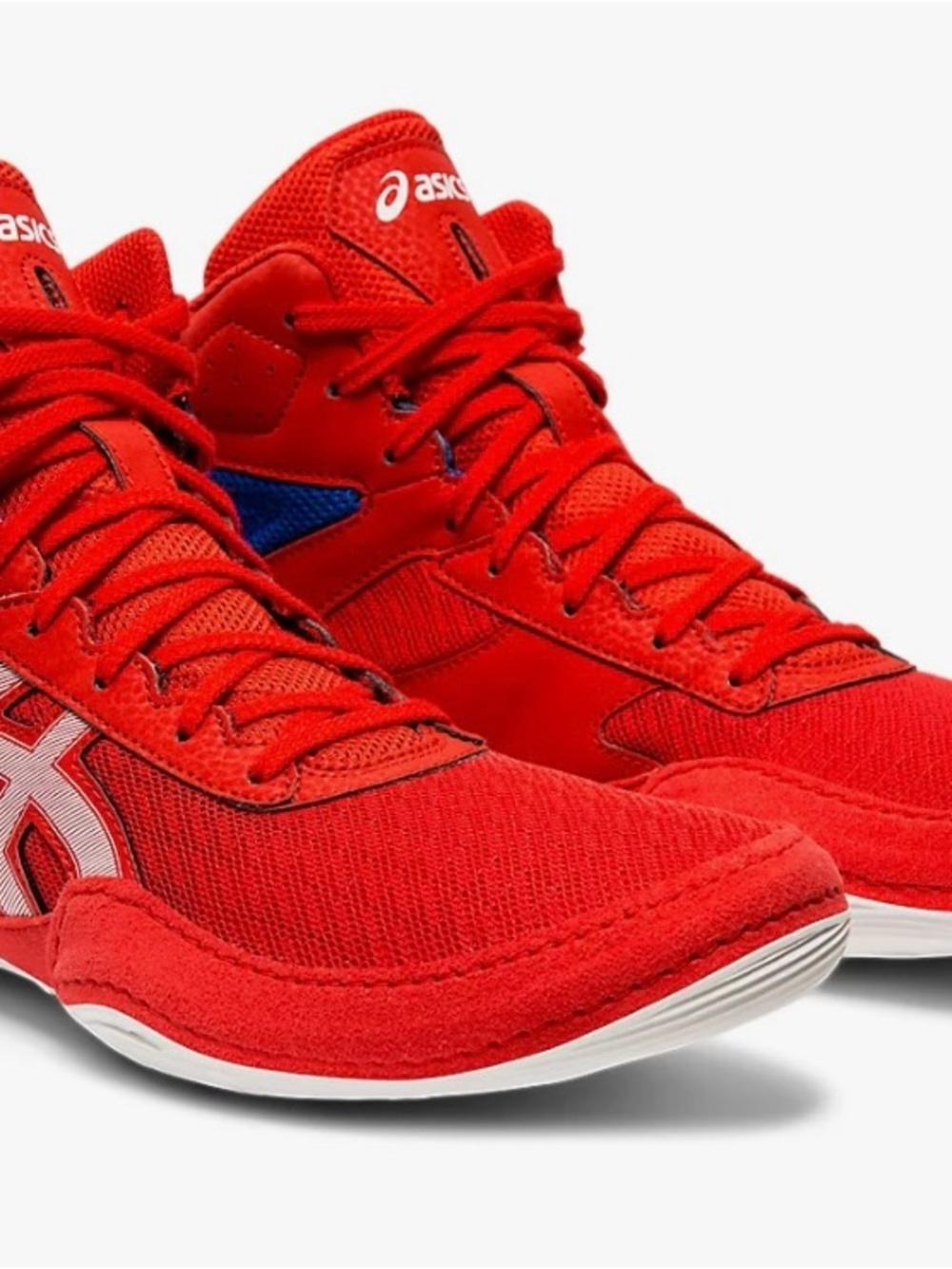Asics Matflex 6 Wrestling Shoes in a Vibrant Red And Blue Colorway